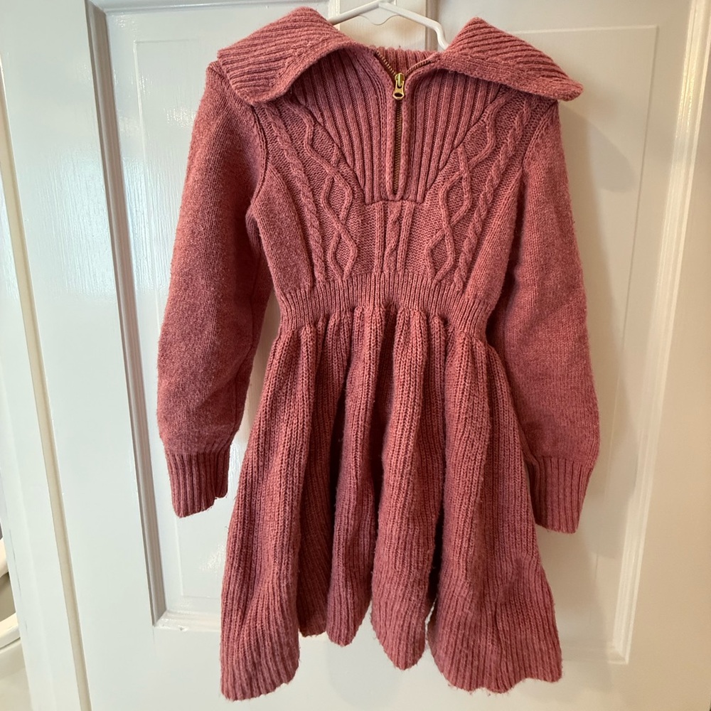 Janie and Jack Dusty Rose Knit Zip-Front Sweater, Like New